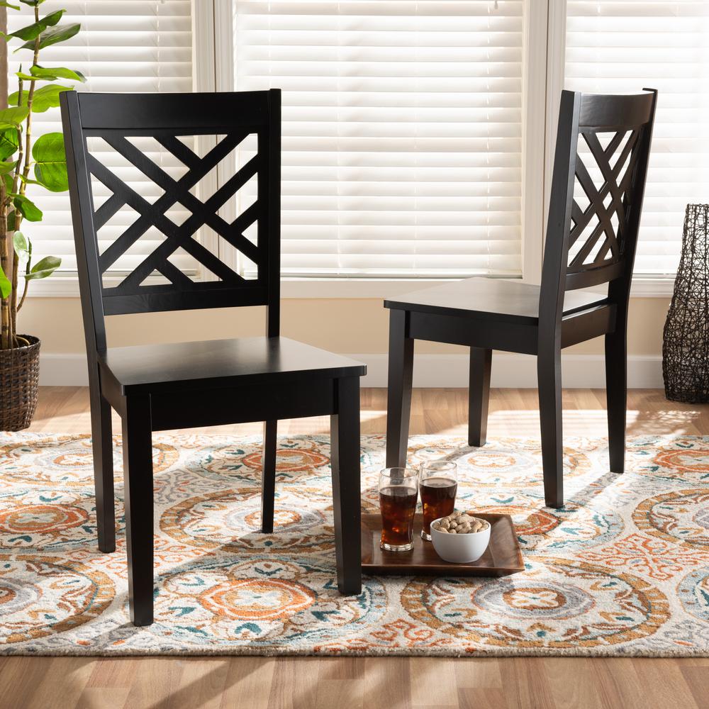 Transitional Dark Brown Finished Wood 2-Piece Dining Chair Set. Picture 14