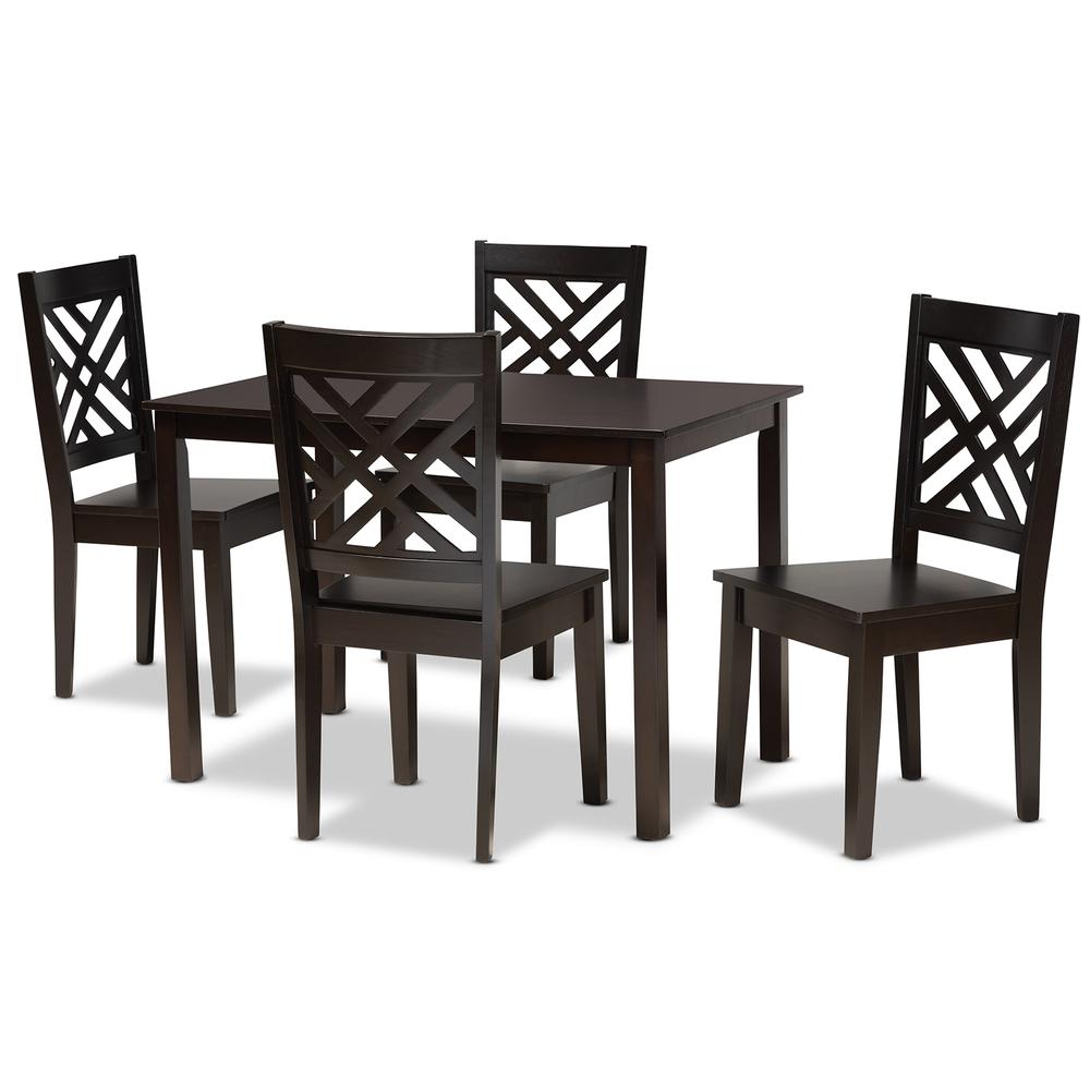 Ani Modern and Contemporary Dark Brown Finished Wood 5-Piece Dining Set. Picture 10