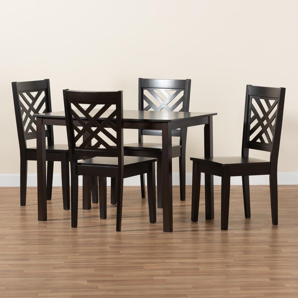 Ani Modern and Contemporary Dark Brown Finished Wood 5-Piece Dining Set. Picture 17