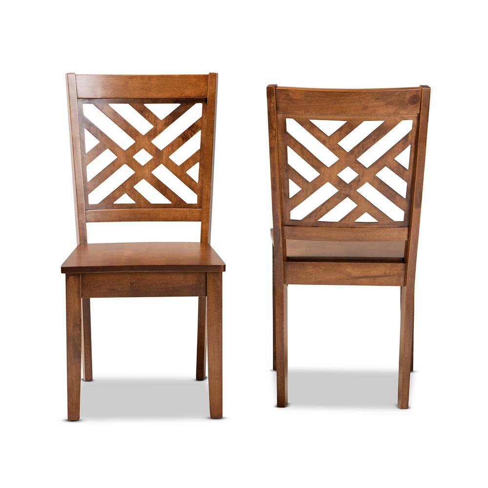 Transitional Walnut Brown Finished Wood 2-Piece Dining Chair Set. Picture 10