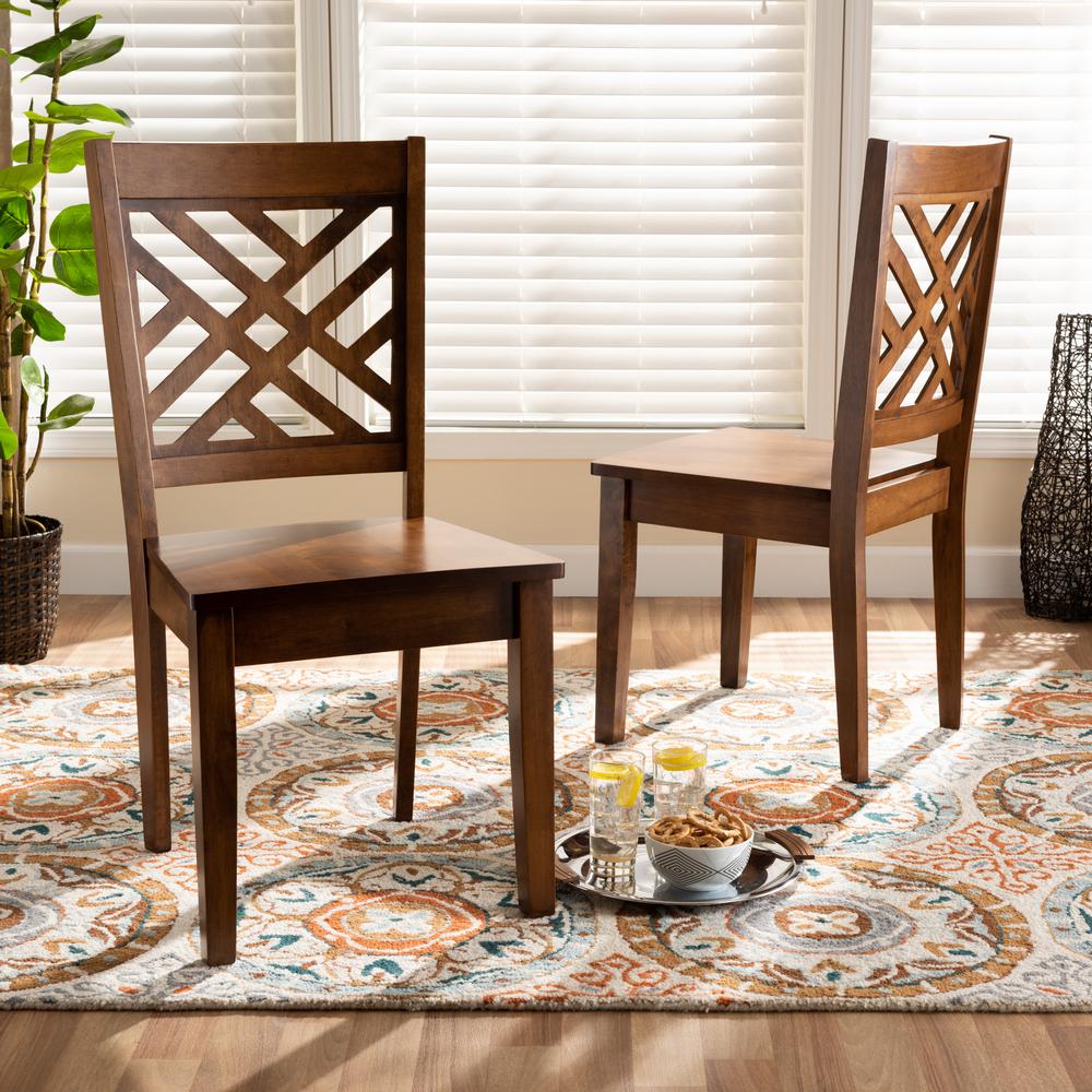 Baxton Studio Caron Modern and Contemporary Transitional Walnut Brown Finished Wood 2-Piece Dining Chair Set. Picture 7