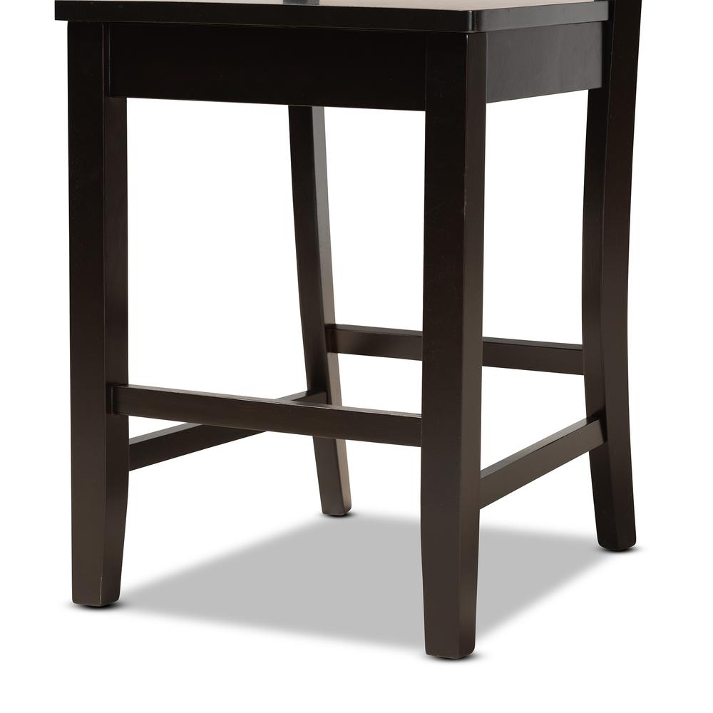 Transitional Dark Brown Finished Wood 2-Piece Counter Stool Set. Picture 13
