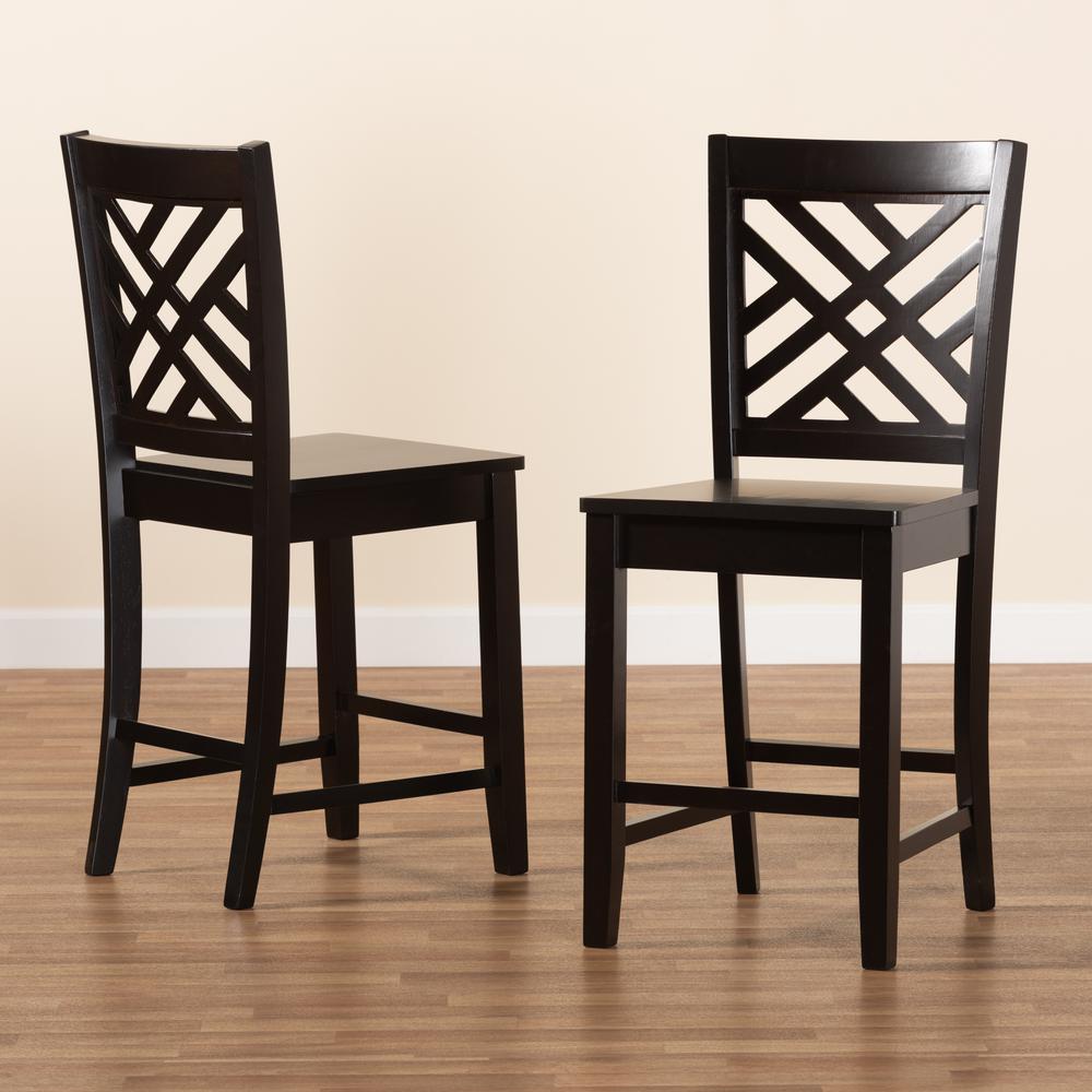 Transitional Dark Brown Finished Wood 2-Piece Counter Stool Set. Picture 15