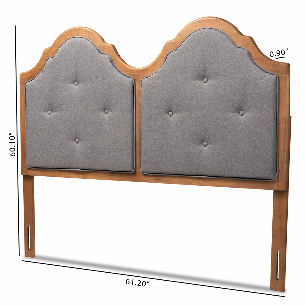 Walnut Brown Finished Wood Queen Size Arched Headboard. Picture 13