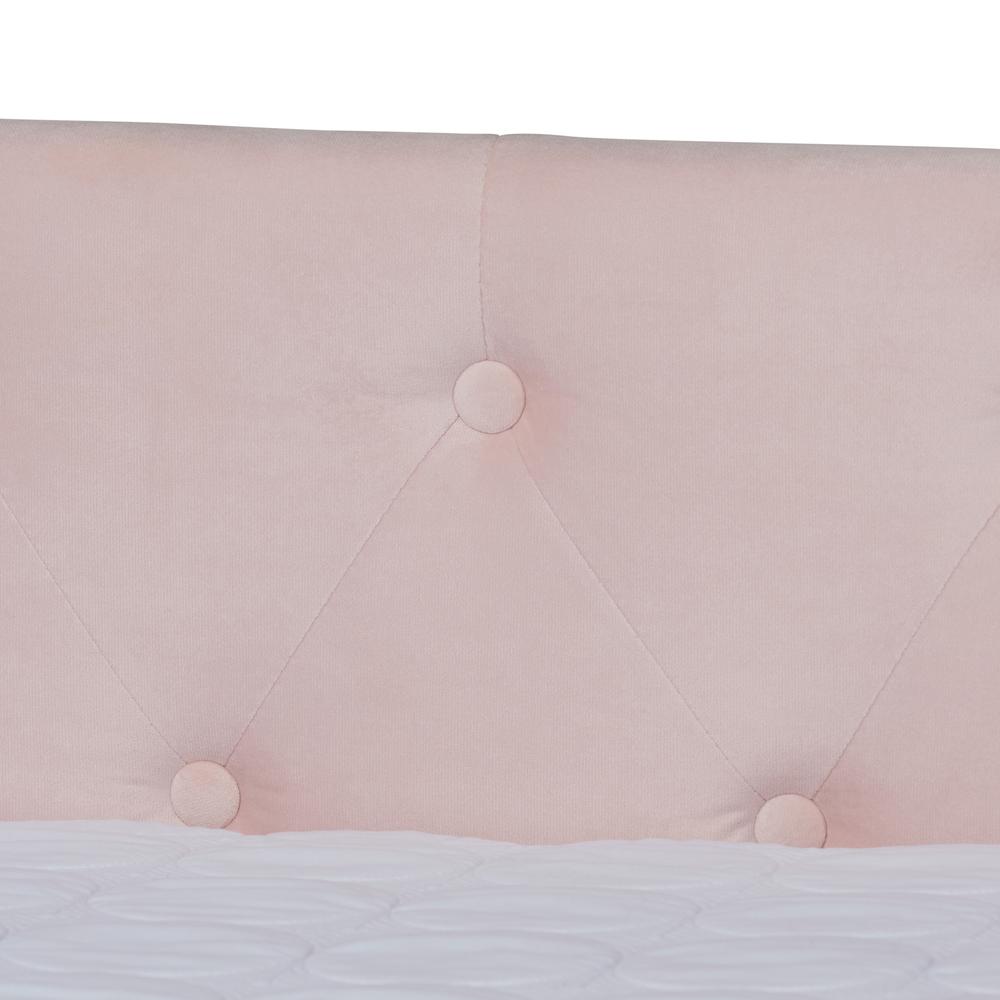 Pink Velvet Fabric Upholstered Full Size Daybed with Trundle. Picture 18