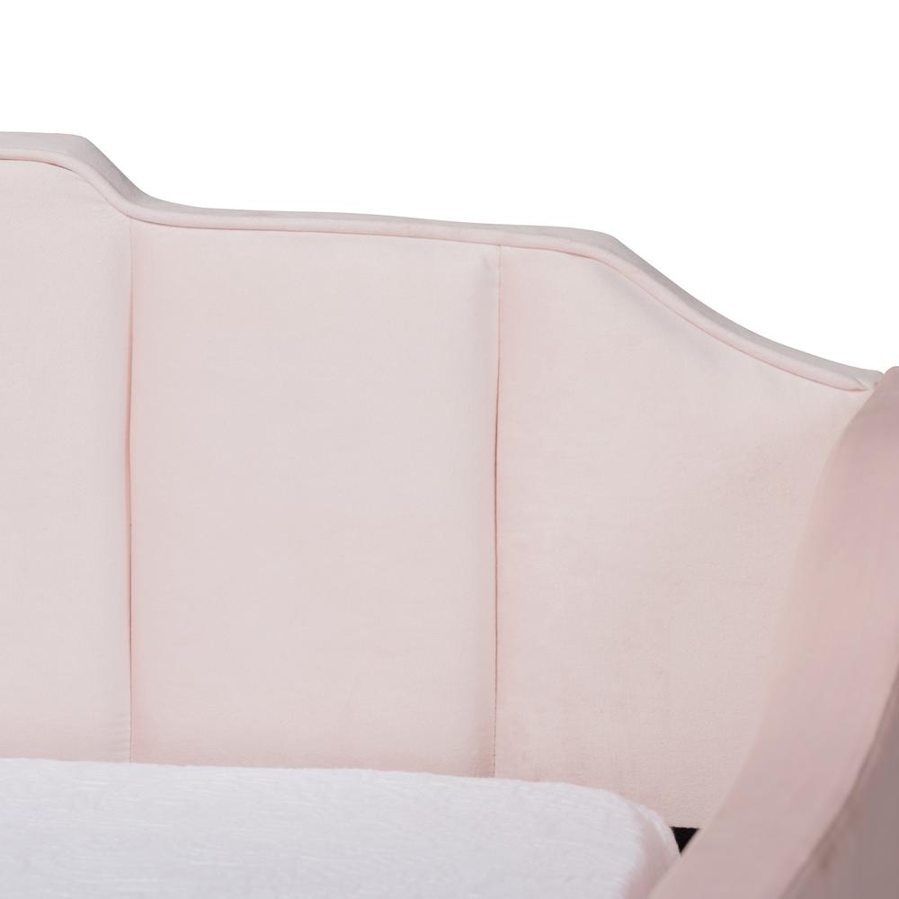 Pink Velvet Fabric Upholstered Twin Size Daybed with Trundle. Picture 16