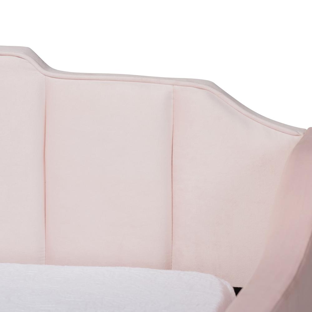 Pink Velvet Fabric Upholstered Full Size Daybed with Trundle. Picture 17
