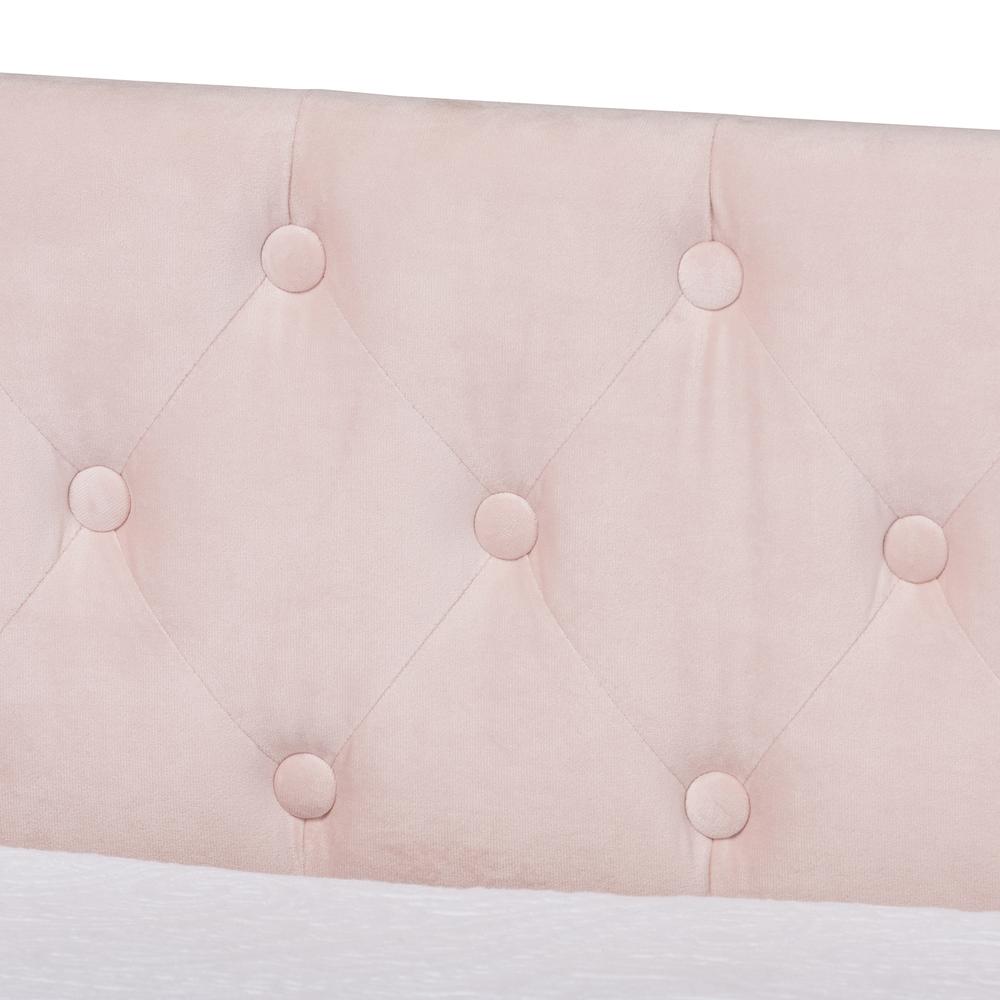 Pink Velvet Fabric Upholstered Twin Size Daybed with Trundle. Picture 17