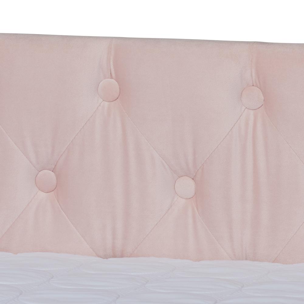 Pink Velvet Fabric Upholstered Full Size Daybed with Trundle. Picture 18
