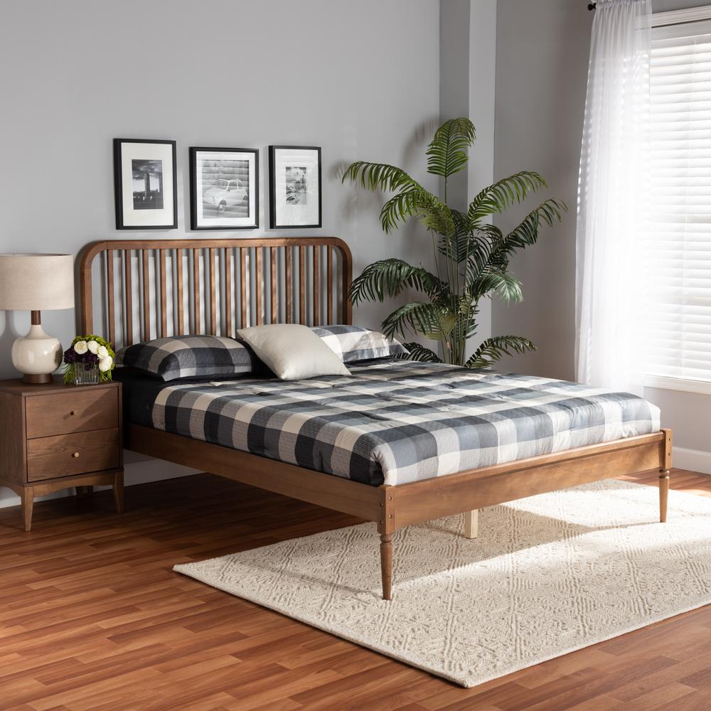 Neilan Modern and Contemporary Walnut Brown Finished Wood Full Size Platform Bed. Picture 18