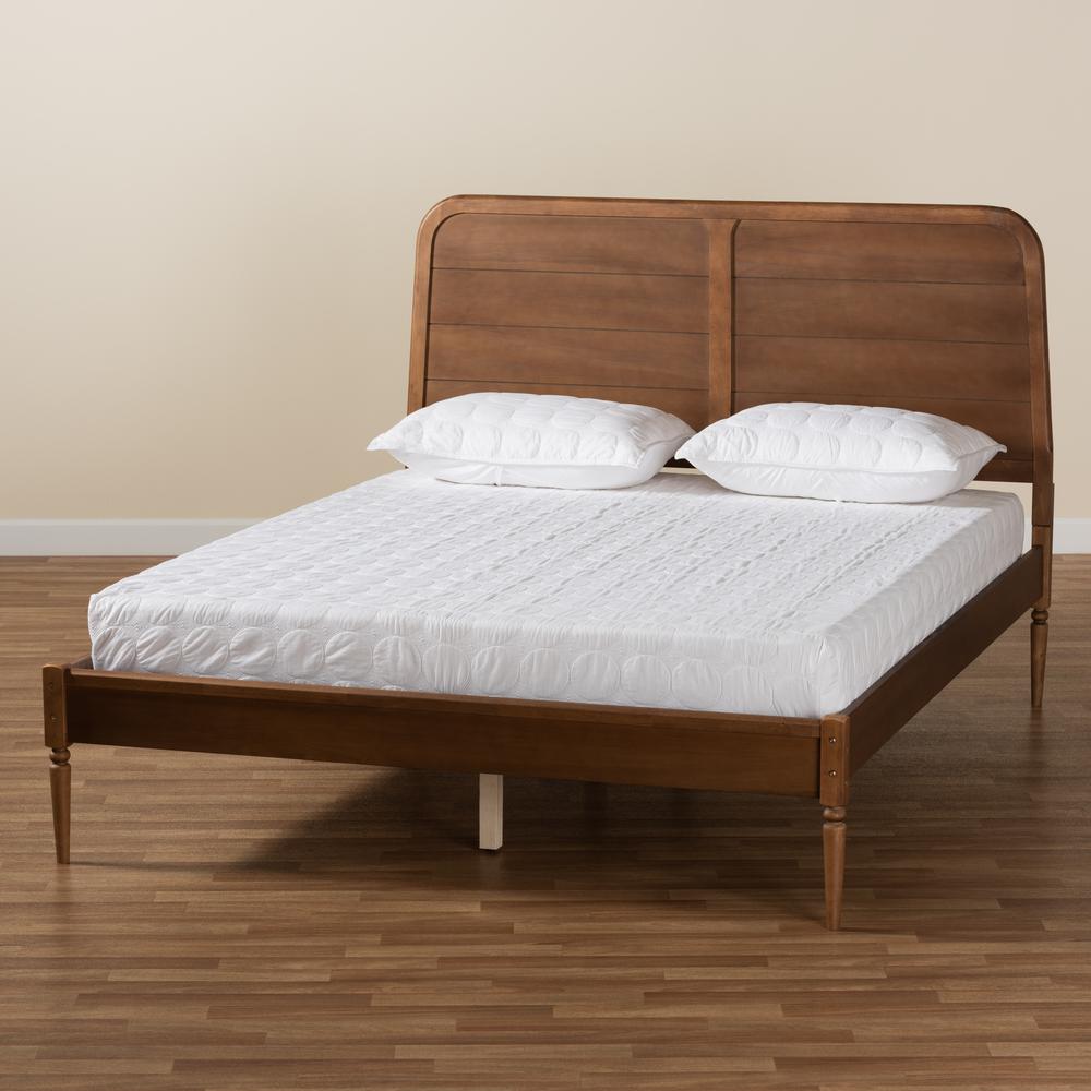Traditional Walnut Brown Finished Wood Full Size Platform Bed. Picture 19