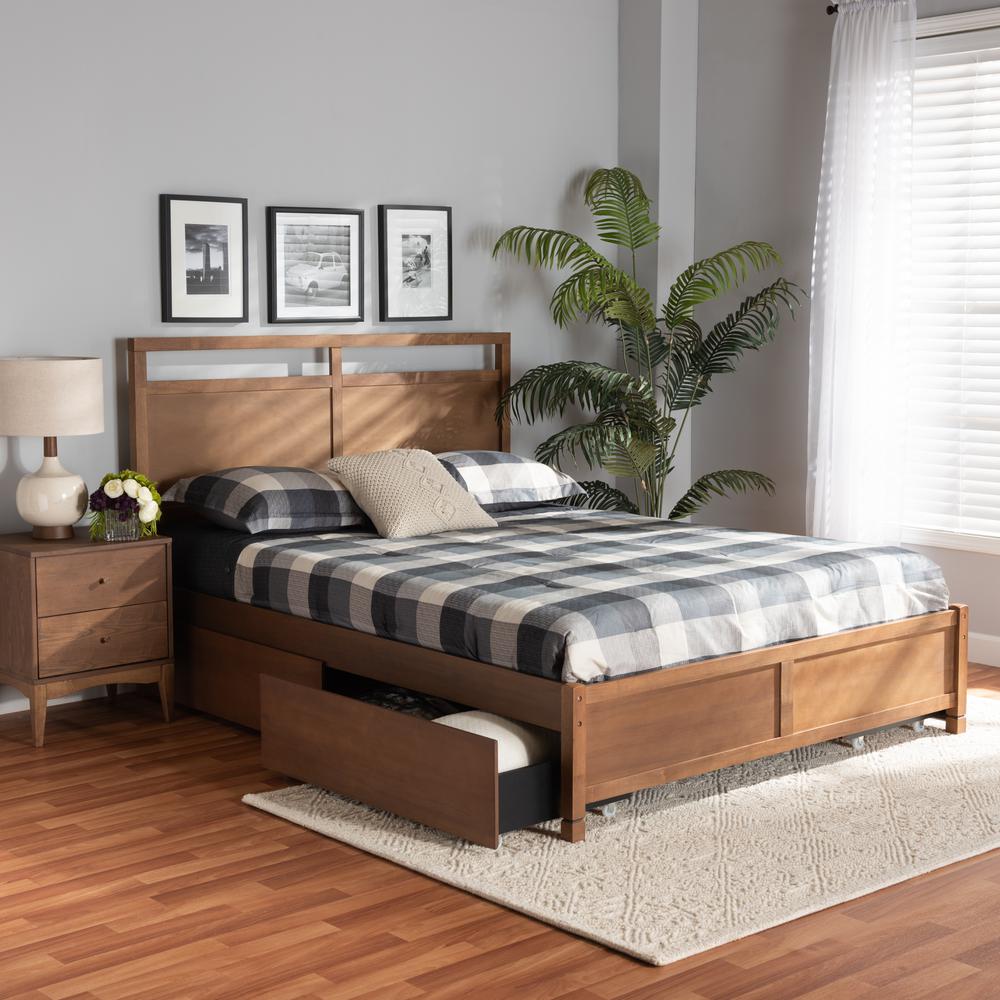 Walnut Brown Finished Wood Full Size 4-Drawer Platform Storage Bed. Picture 24