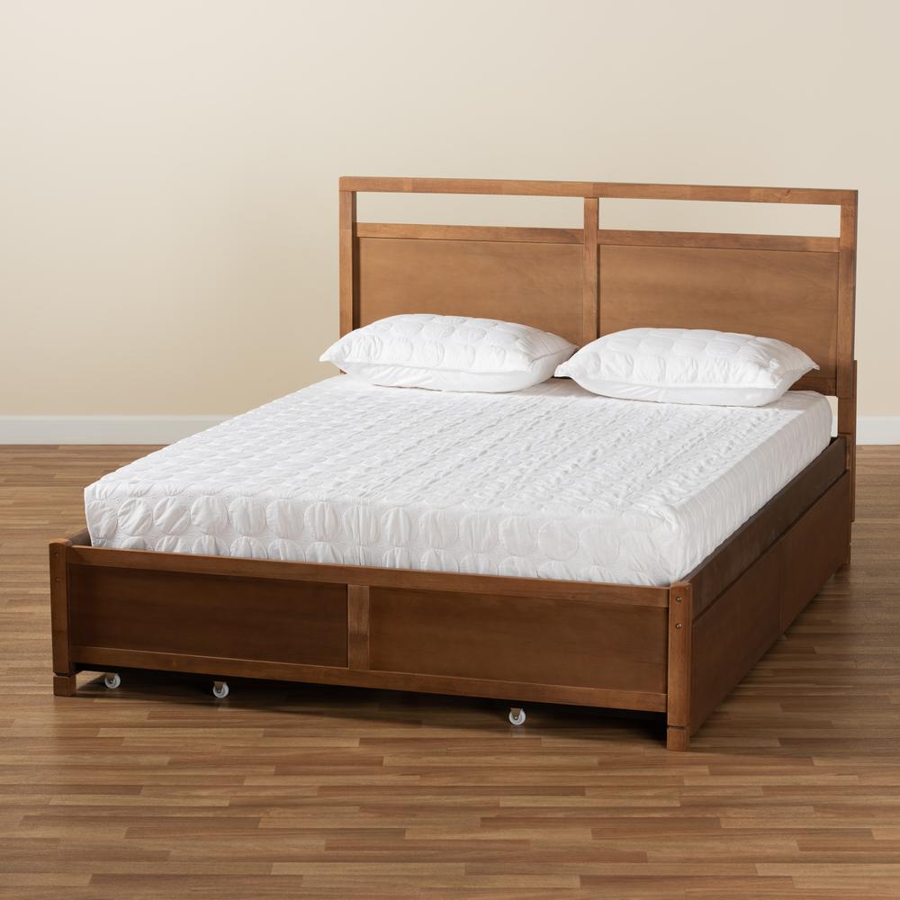Walnut Brown Finished Wood Full Size 4-Drawer Platform Storage Bed. Picture 25