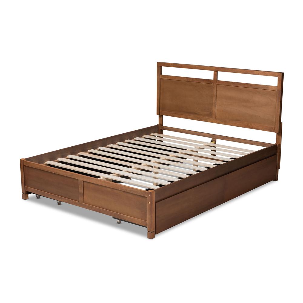 Walnut Brown Finished Wood Full Size 4-Drawer Platform Storage Bed. Picture 18