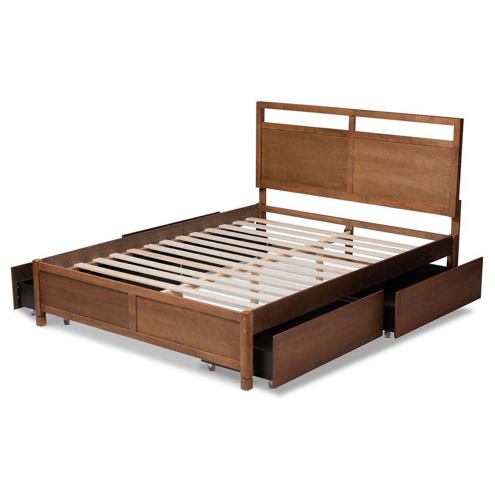 Walnut Brown Finished Wood Full Size 4-Drawer Platform Storage Bed. Picture 19