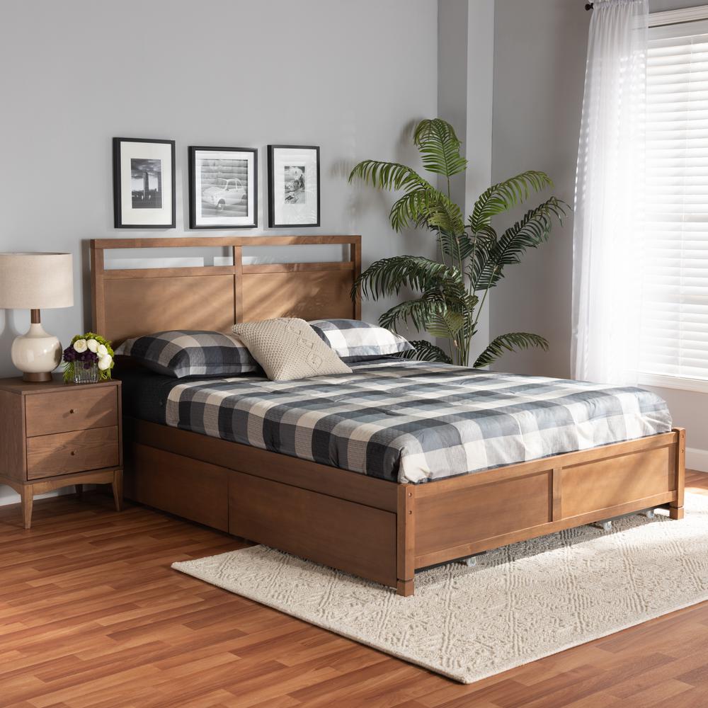 Walnut Brown Finished Wood Full Size 4-Drawer Platform Storage Bed. Picture 23