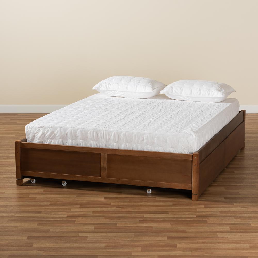 Walnut Brown Finished Wood Full Size 4-Drawer Platform Storage Bed Frame. Picture 23
