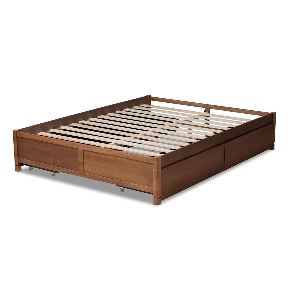 Walnut Brown Finished Wood Full Size 4-Drawer Platform Storage Bed Frame. Picture 17