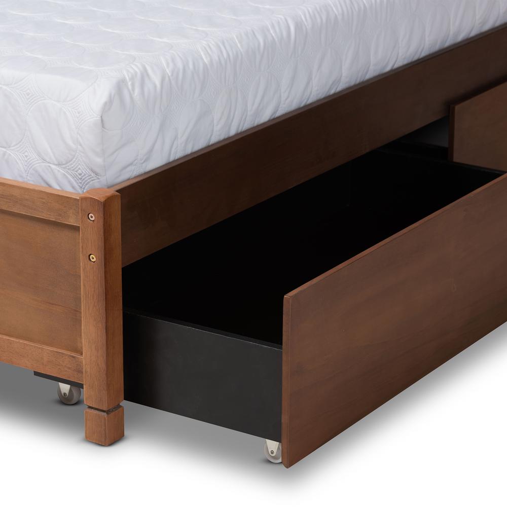 Walnut Brown Finished Wood Full Size 4-Drawer Platform Storage Bed Frame. Picture 19