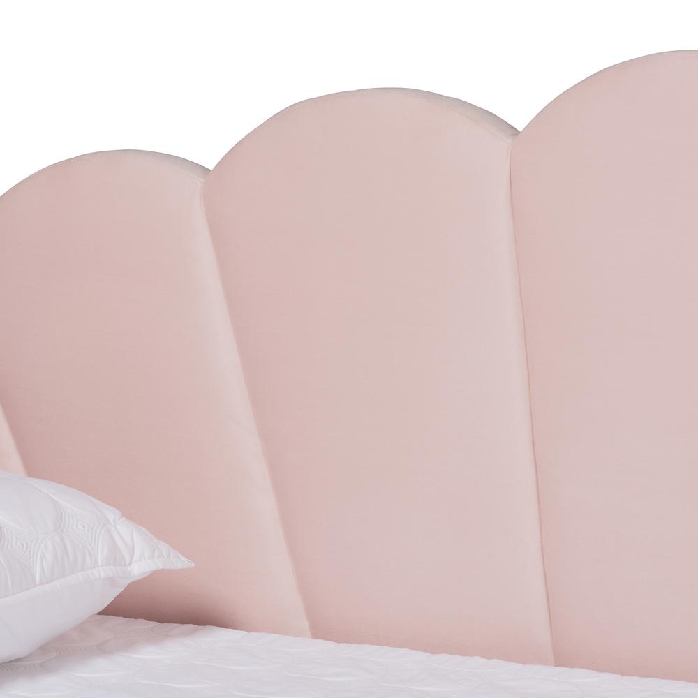 Light Pink Velvet Fabric Upholstered Full Size Daybed. Picture 14