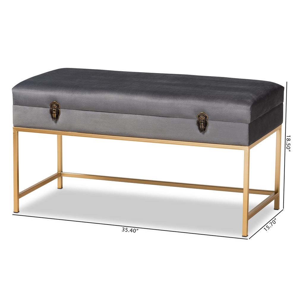 Gold Finished Metal Large Storage Ottoman. Picture 20