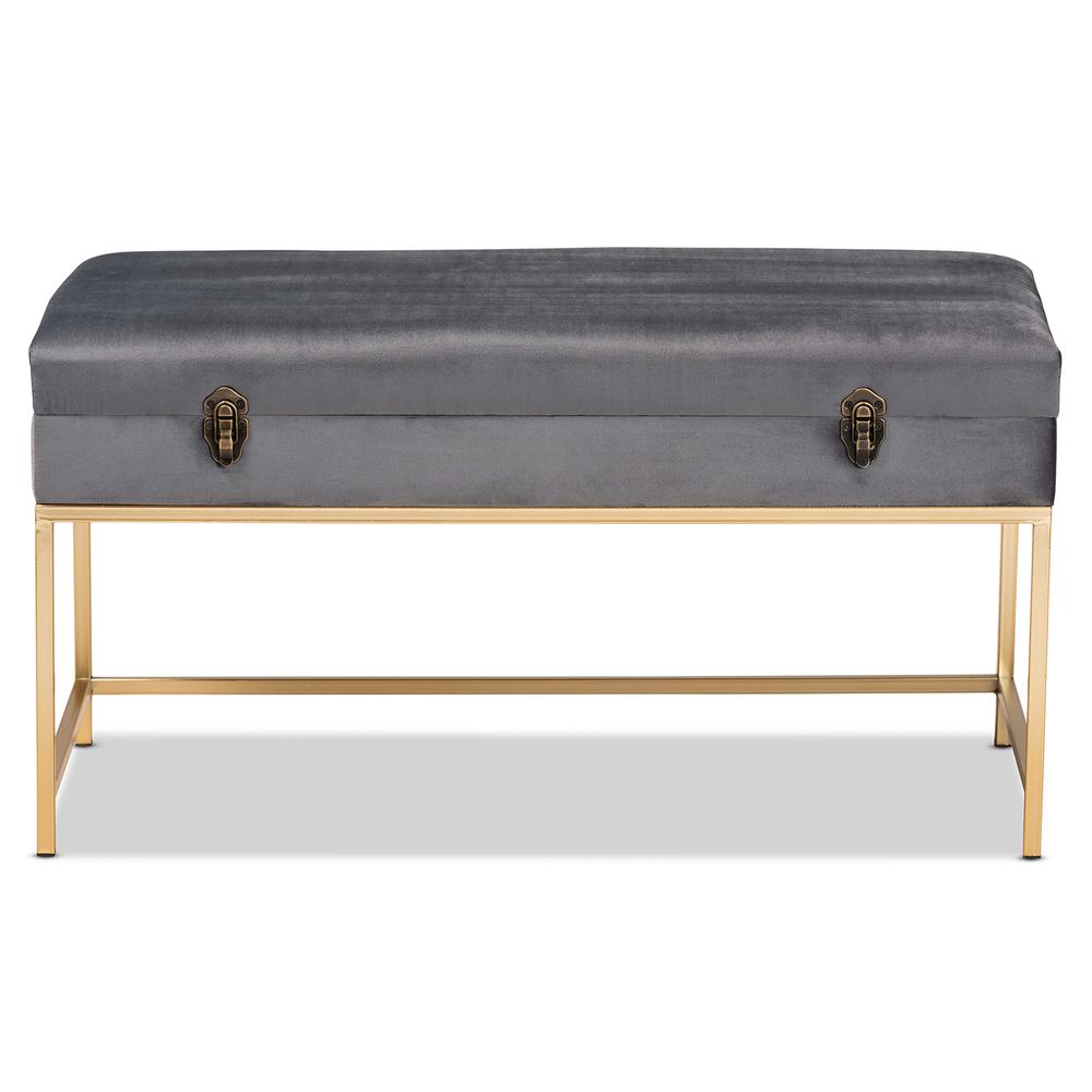 Gold Finished Metal Large Storage Ottoman. Picture 13