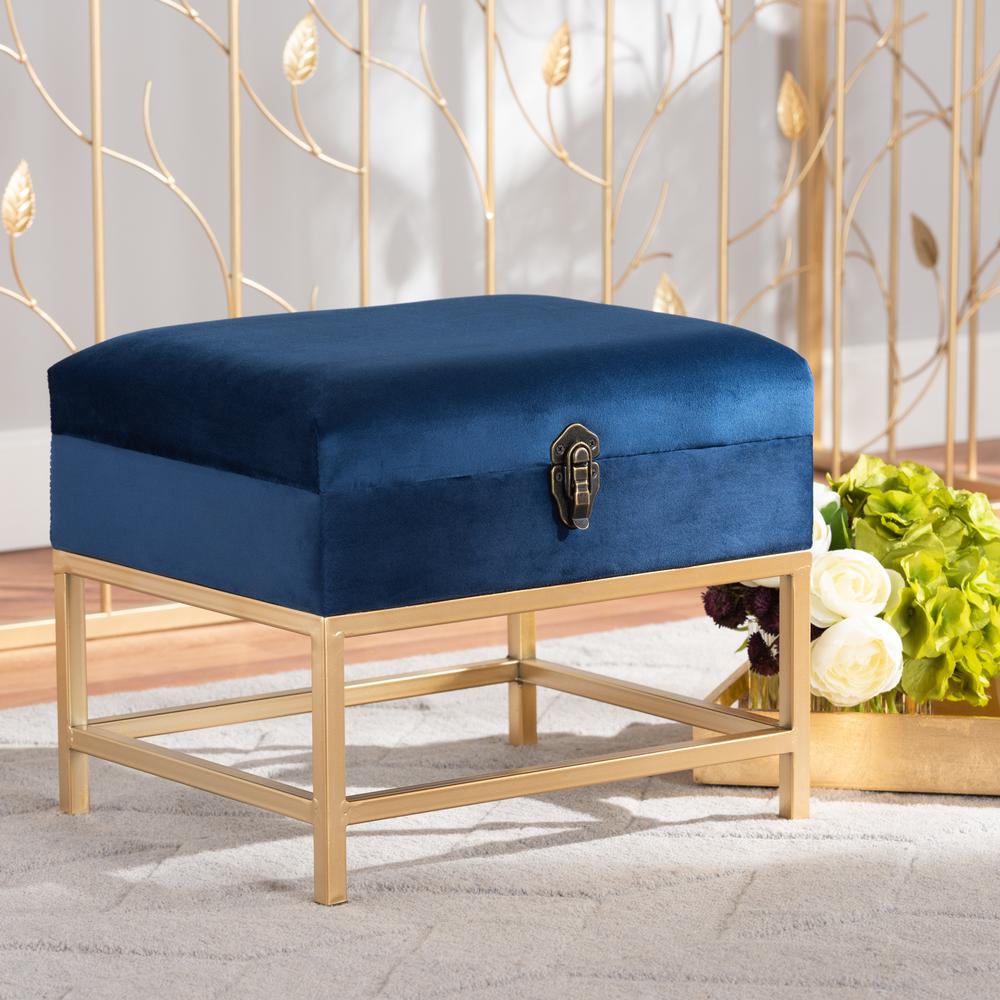 Gold Finished Metal Small Storage Ottoman. Picture 17