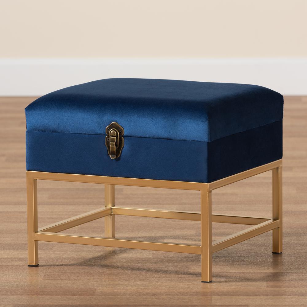 Gold Finished Metal Small Storage Ottoman. Picture 19