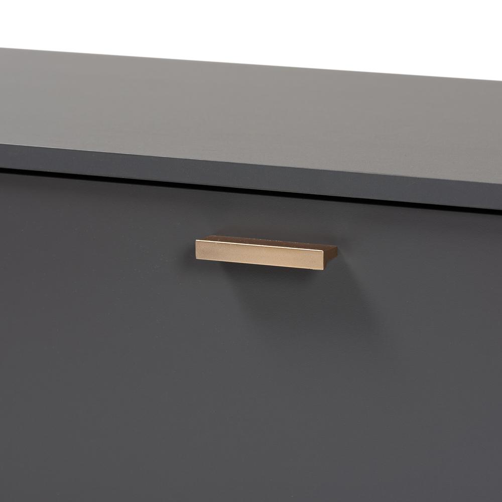 Kelson Modern and Contemporary Dark Grey and Gold Finished Wood TV Stand. Picture 15