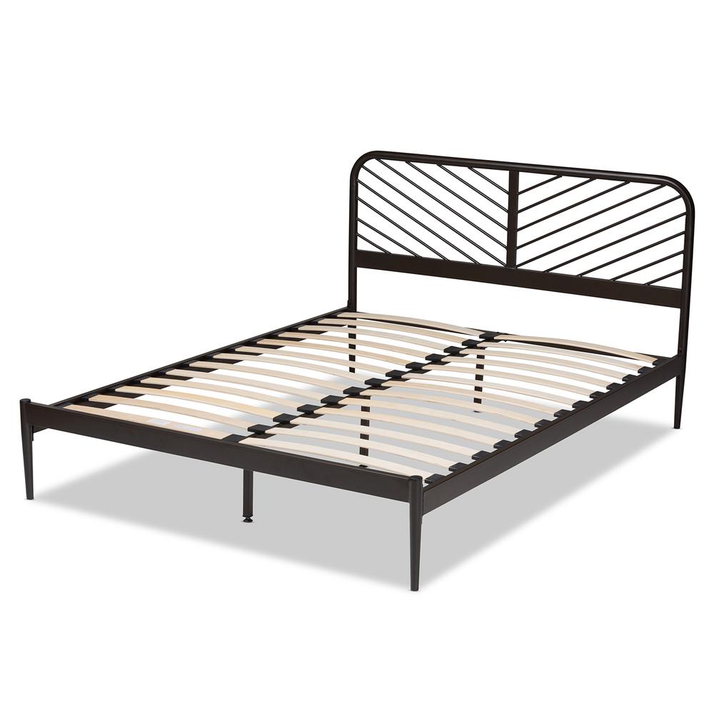 Industrial Black Bronze Metal Queen Size Platform Bed. Picture 12