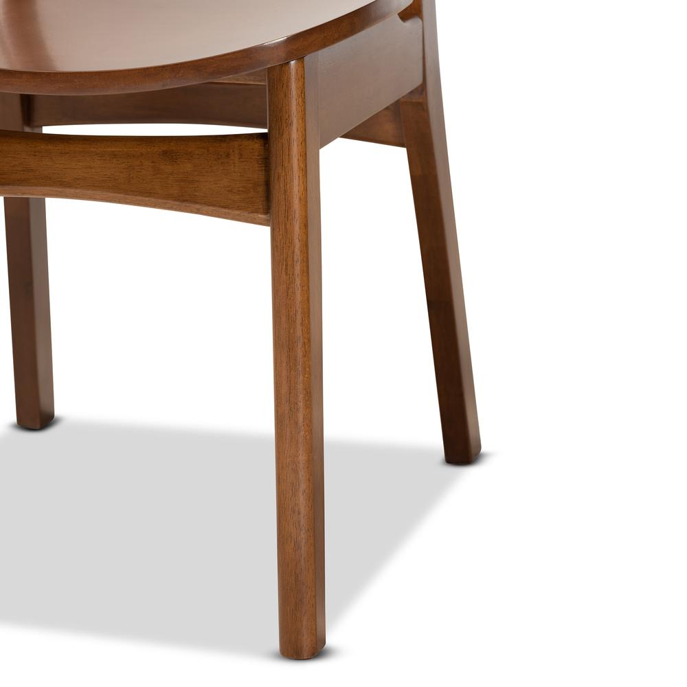 Katya Mid-Century Modern Walnut Brown Finished Wood 2-Piece Dining Chair Set. Picture 13