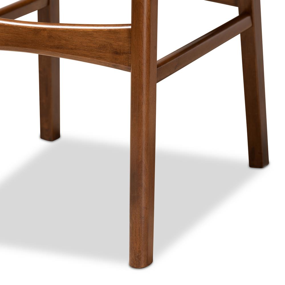 Grey Fabric Upholstered and Walnut Brown Finished Wood 2-Piece Bar Stool Set. Picture 13