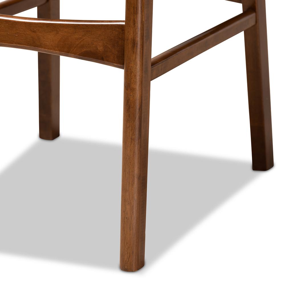 Sand Fabric Upholstered and Walnut Brown Finished Wood 2-Piece Bar Stool Set. Picture 13