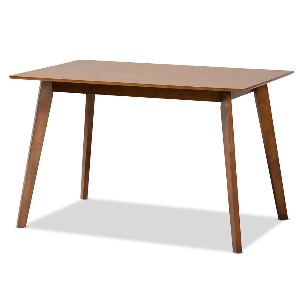 Maila Mid-Century Modern Transitional Walnut Brown Finished Wood Dining Table. Picture 9