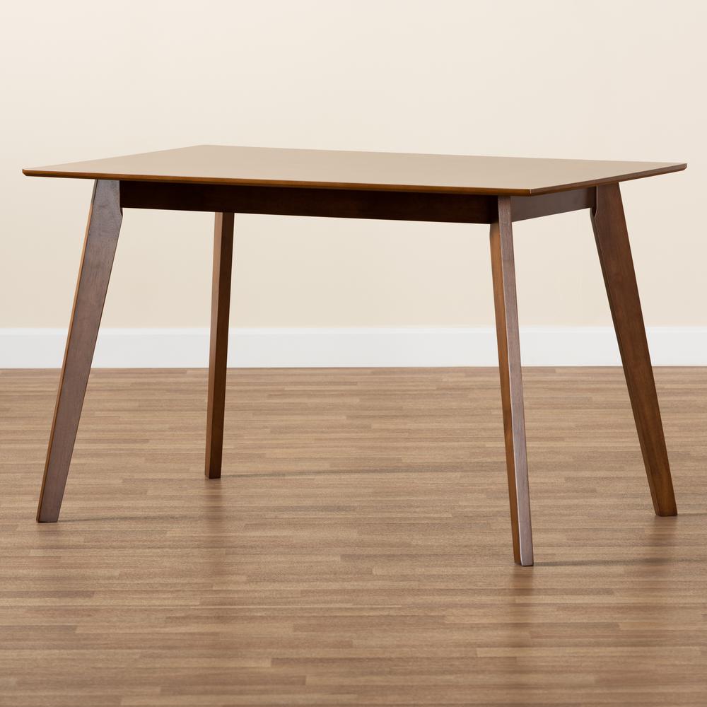 Maila Mid-Century Modern Transitional Walnut Brown Finished Wood Dining Table. Picture 15