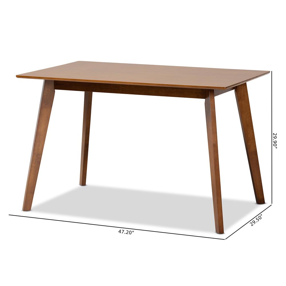 Maila Mid-Century Modern Transitional Walnut Brown Finished Wood Dining Table. Picture 16