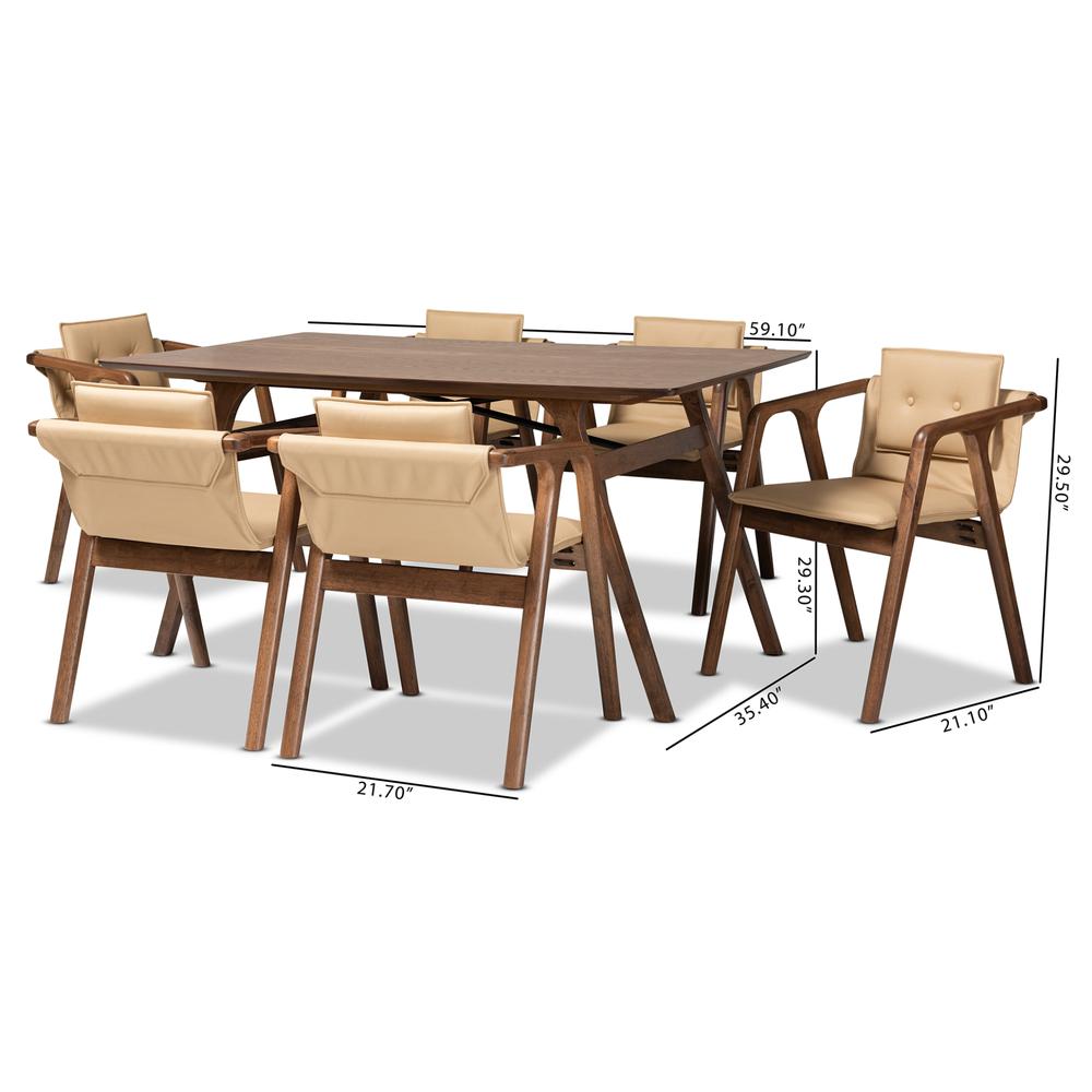 Walnut Brown Finished Wood 7-Piece Dining Set. Picture 18
