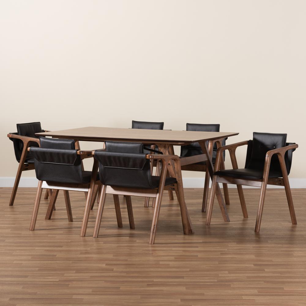 Walnut Brown Finished Wood 7-Piece Dining Set. Picture 17