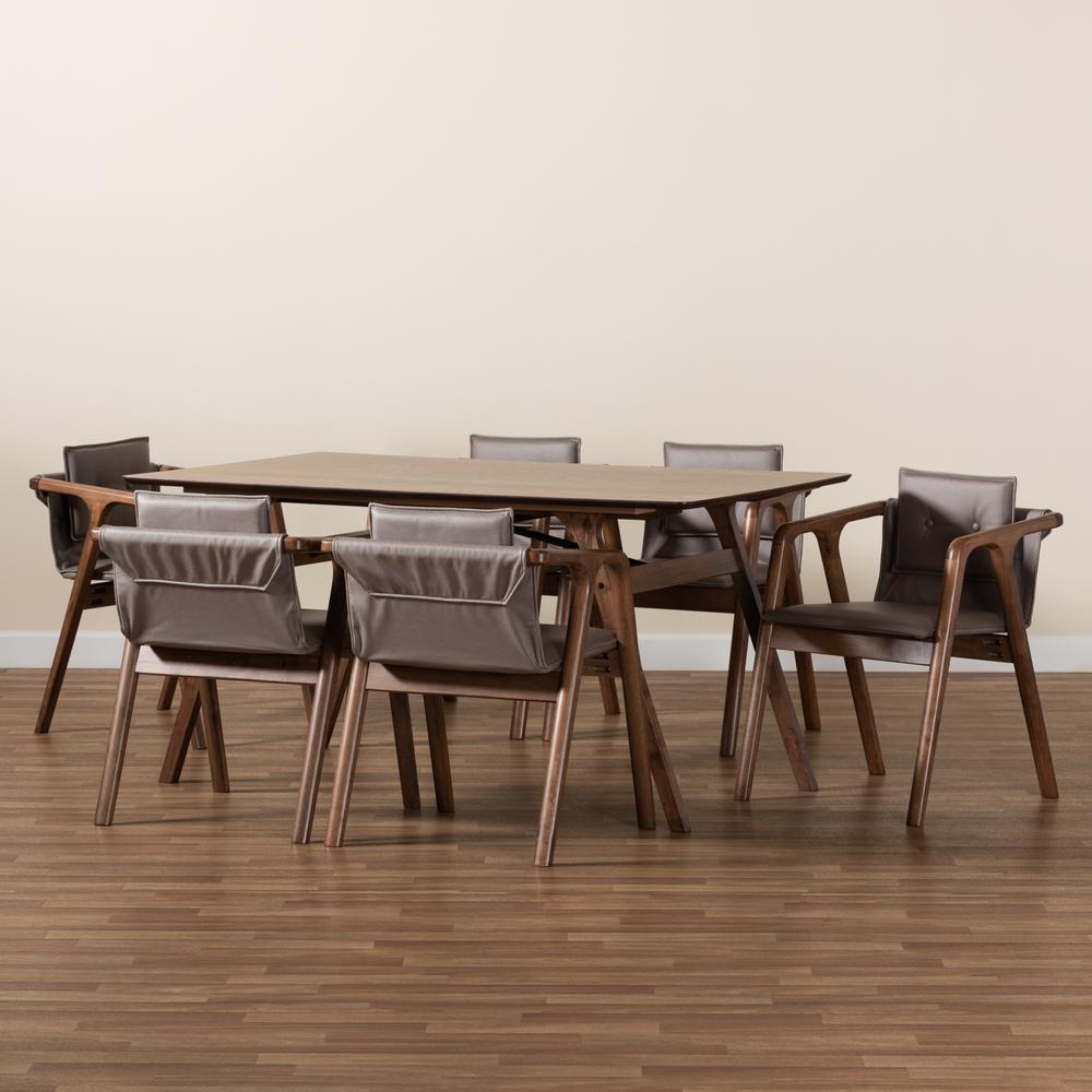Walnut Brown Finished Wood 7-Piece Dining Set. Picture 17