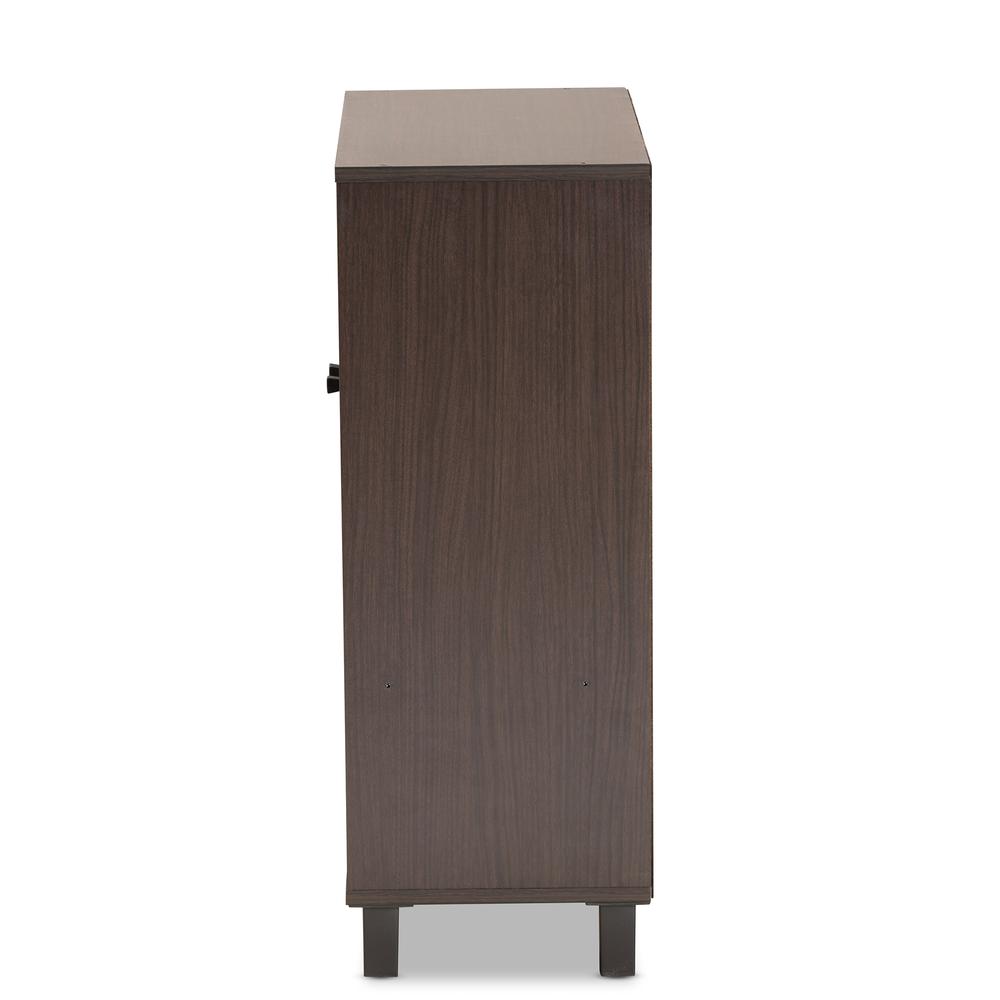 Dark Brown Finished Wood 2-Door Entryway Shoe Storage Cabinet with Bottom Shelf. Picture 15