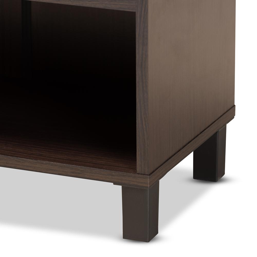 Dark Brown Finished Wood 2-Door Entryway Shoe Storage Cabinet with Bottom Shelf. Picture 17