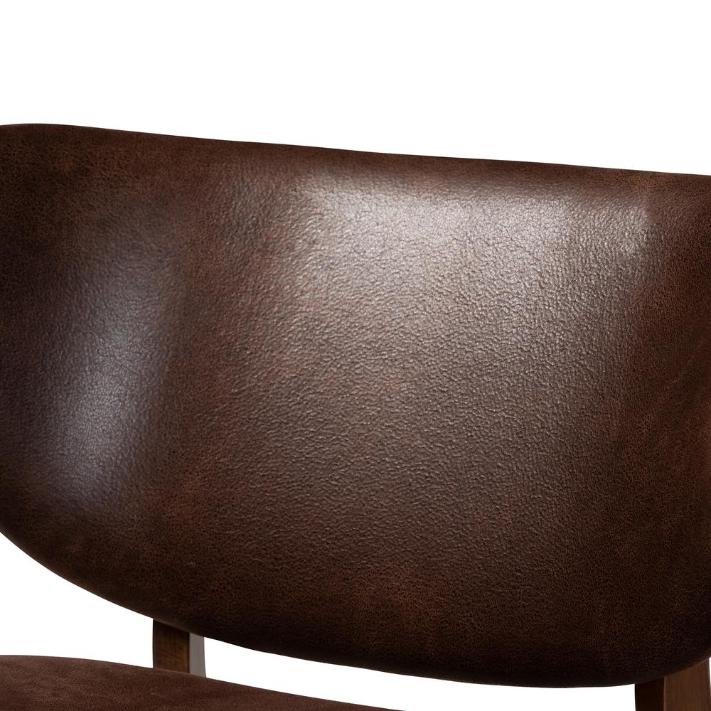 Leather Effect and Walnut Brown Finished Wood Living Room Accent Chair. Picture 14