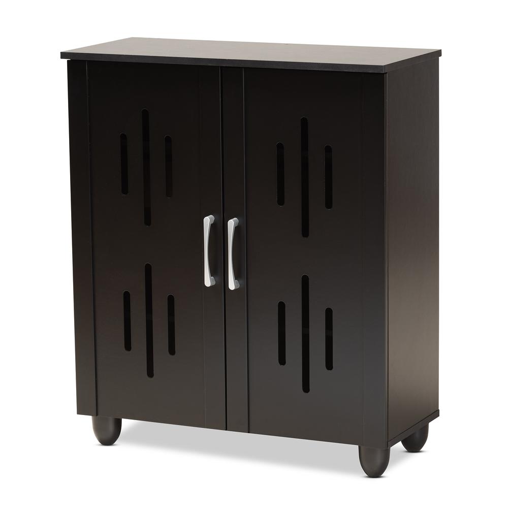 Renley Modern and Contemporary Black Finished Wood 2-Door Shoe Storage Cabinet. Picture 12
