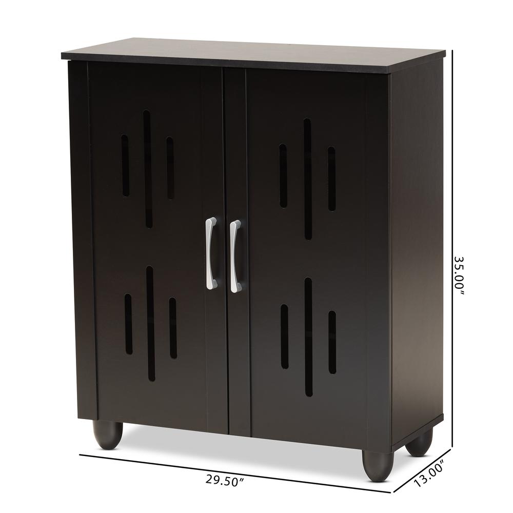 Renley Modern and Contemporary Black Finished Wood 2-Door Shoe Storage Cabinet. Picture 22