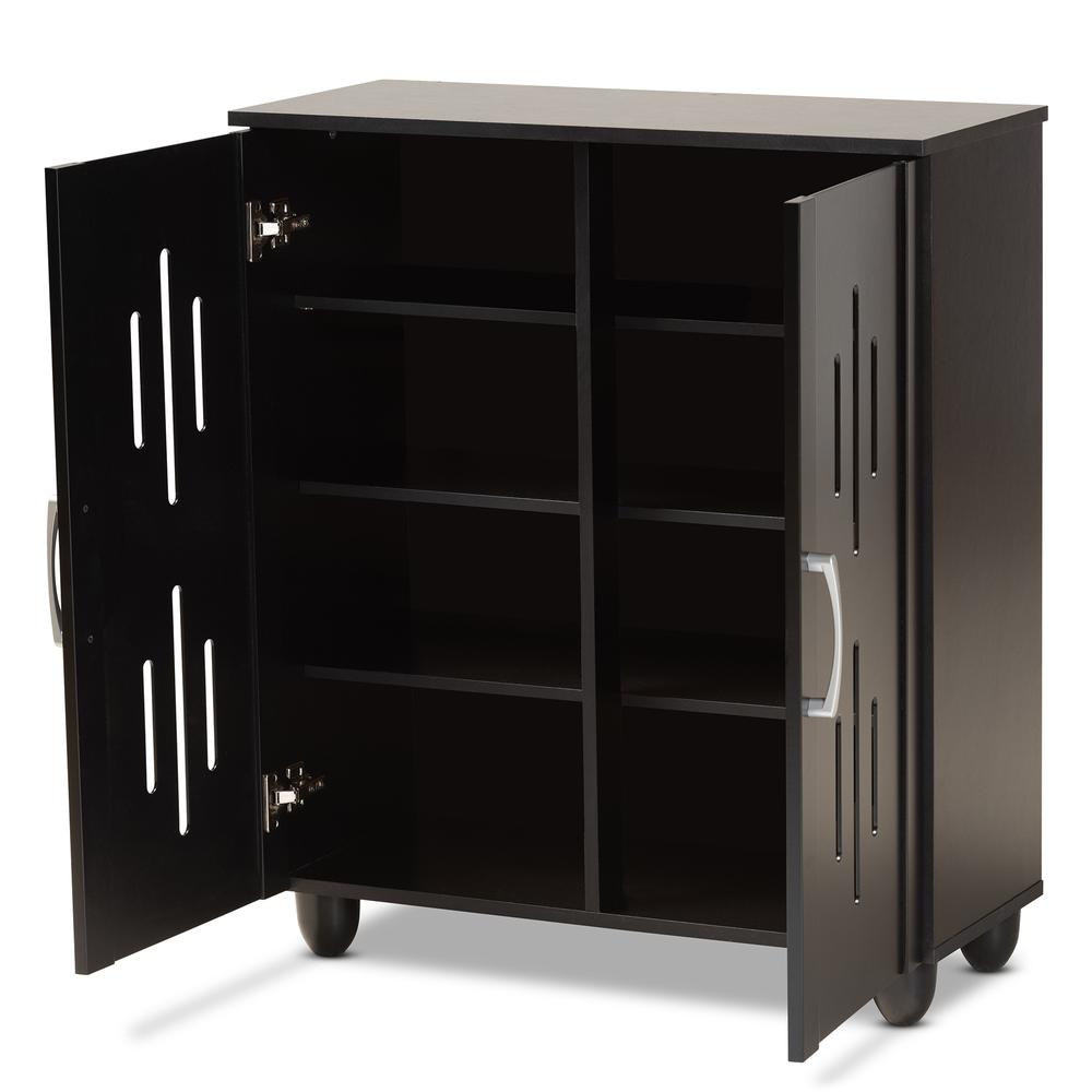 Renley Modern and Contemporary Black Finished Wood 2-Door Shoe Storage Cabinet. Picture 13