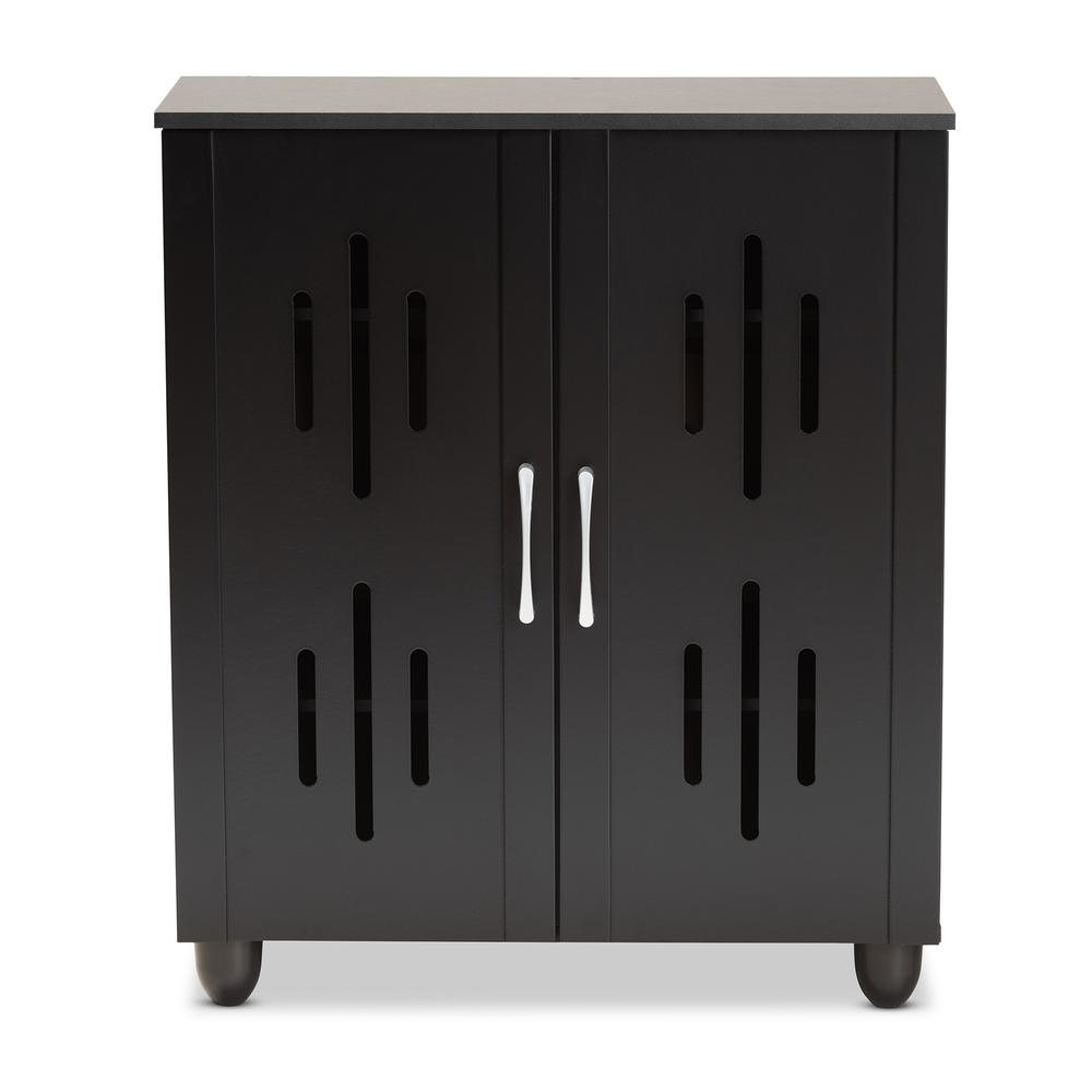 Renley Modern and Contemporary Black Finished Wood 2-Door Shoe Storage Cabinet. Picture 14