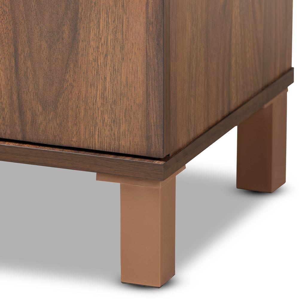 Two-Tone Walnut Brown and Dark Grey Finished Wood 2-Door Shoe Storage Cabinet. Picture 17