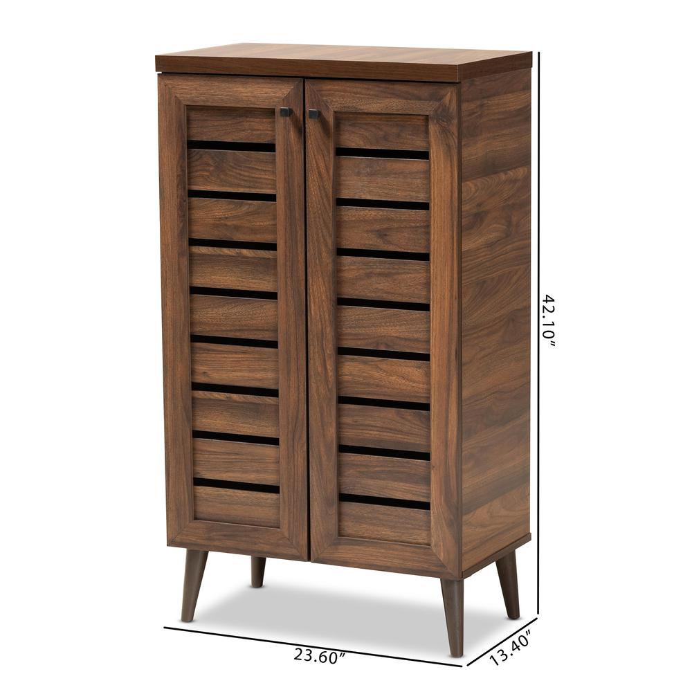 Walnut Brown Finished Wood 2-Door Shoe Storage Cabinet. Picture 22