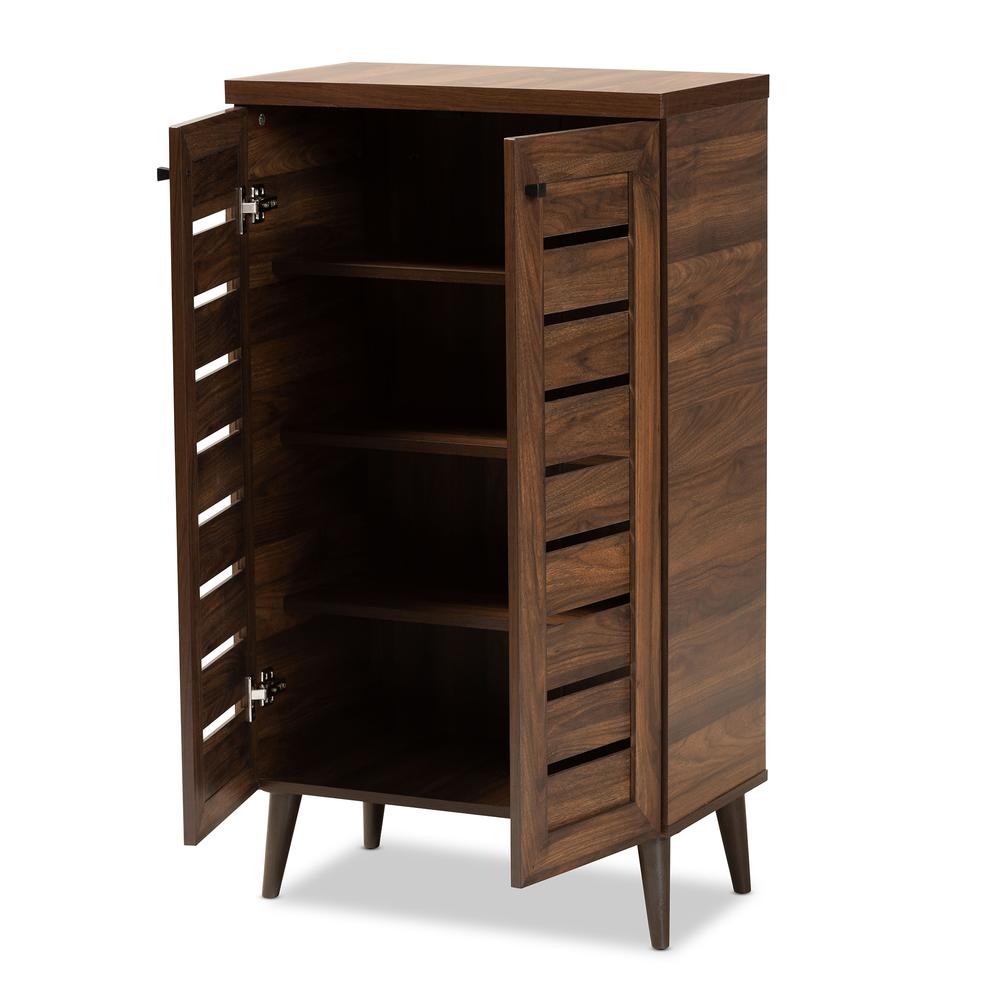Walnut Brown Finished Wood 2-Door Shoe Storage Cabinet. Picture 13