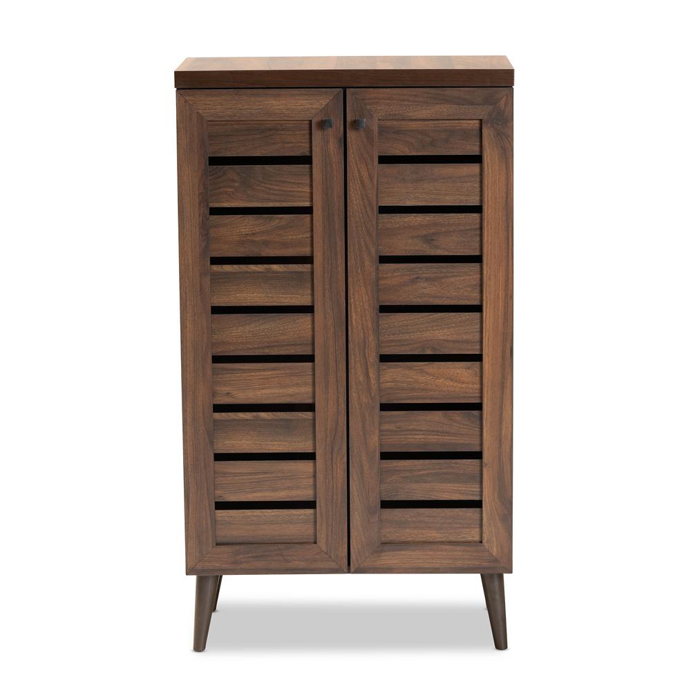 Walnut Brown Finished Wood 2-Door Shoe Storage Cabinet. Picture 14